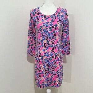 Lilly Pulitzer Corine Paws Off Leopard Long Sleeve Shift Dress Size XS